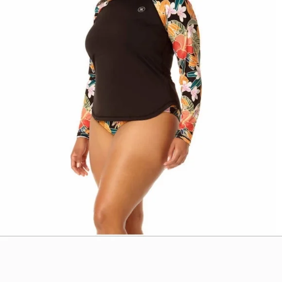 Hurley Women's Black Floral Rash Guard Size Small - Picture 4 of 4